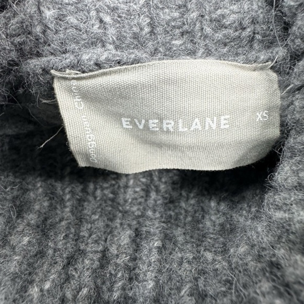 Everlane‎ Grey Checkered Mock Neck Merino Wool Alpaca Blend Sweater Womens XS - Picture 7 of 14